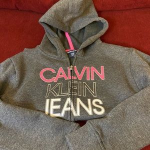 ‼️PRICE DROP‼️Calvin Klein Kids Hooded Sweatshirt XS 5/6, Small 7/8 Gray & Pink